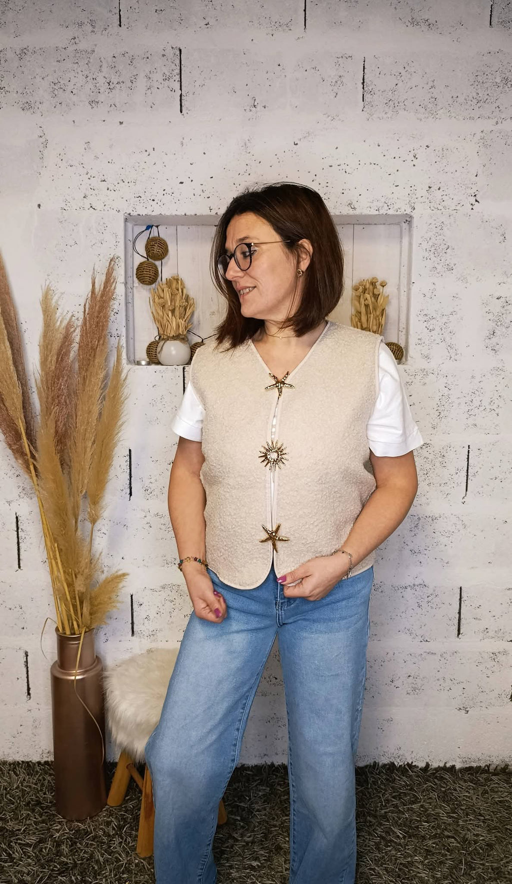 Gilet sans manche avec broches