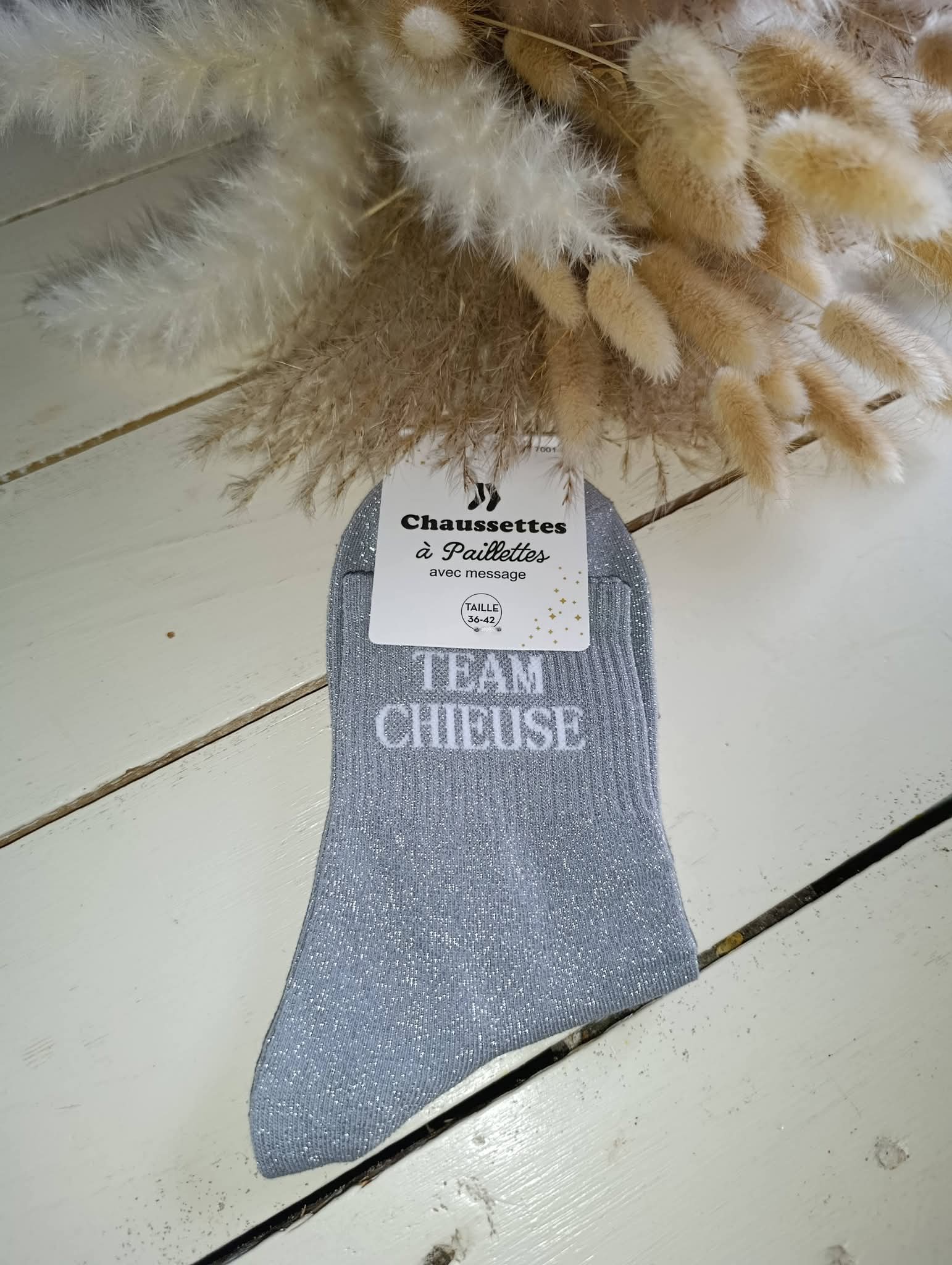 Chaussettes à paillettes team chieuse